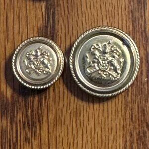 Nine Vintage Brass/Gold-like Buttons Coat of Arms Style Button with Lion Emblem